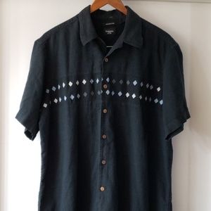 Men's Linen Casual Button Down Shirt Size XL